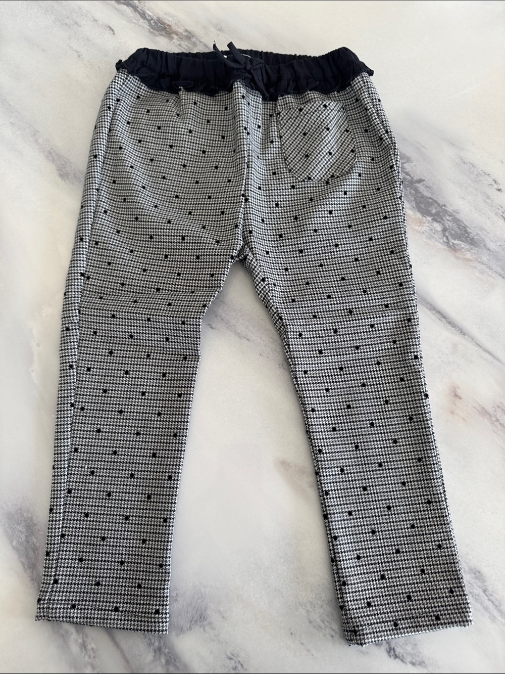 NWOT ZARA Black and White Polka Dot Knit Pants - size. 3/4